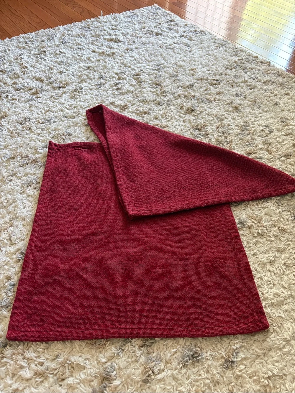 Rich Wine Red Knit Table Runner and Napkin Set — Home Dining Table Linens